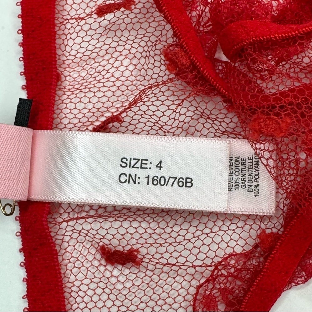 NWT AGENT PROVOCATEUR Madelina Red Lace Sheer Thong in AP Size 4 (US 8) - Picture 10 of 13